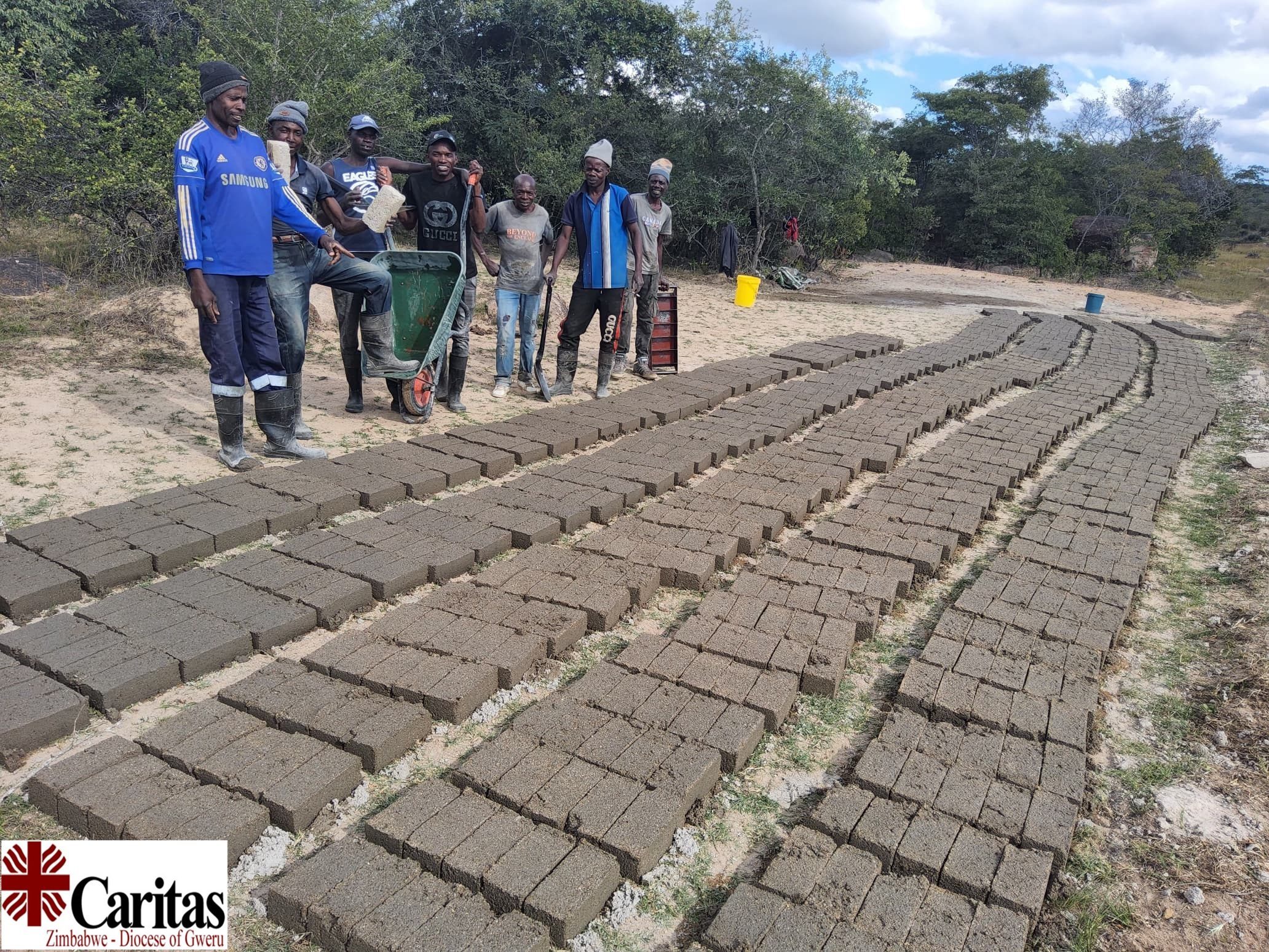 Bricks moulded by a youth enterprise group
